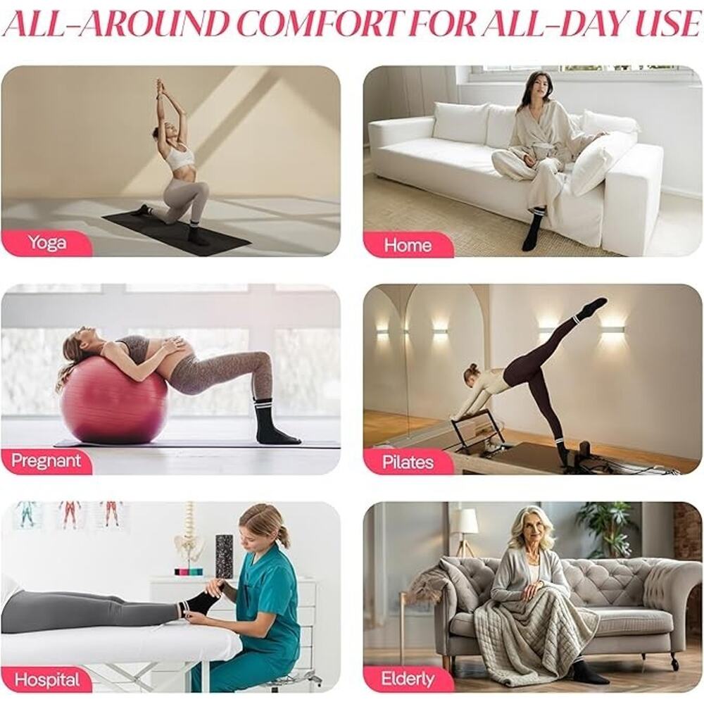 COOLMATE Pilates Socks with Grips for Women, Yoga Socks, Crew Non Slip Women for - Picture 4 of 5